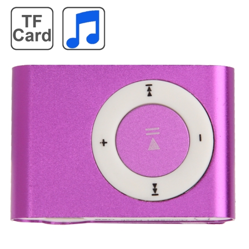 TF (Micro SD) Card Slot MP3 Player with Clip (Purple)